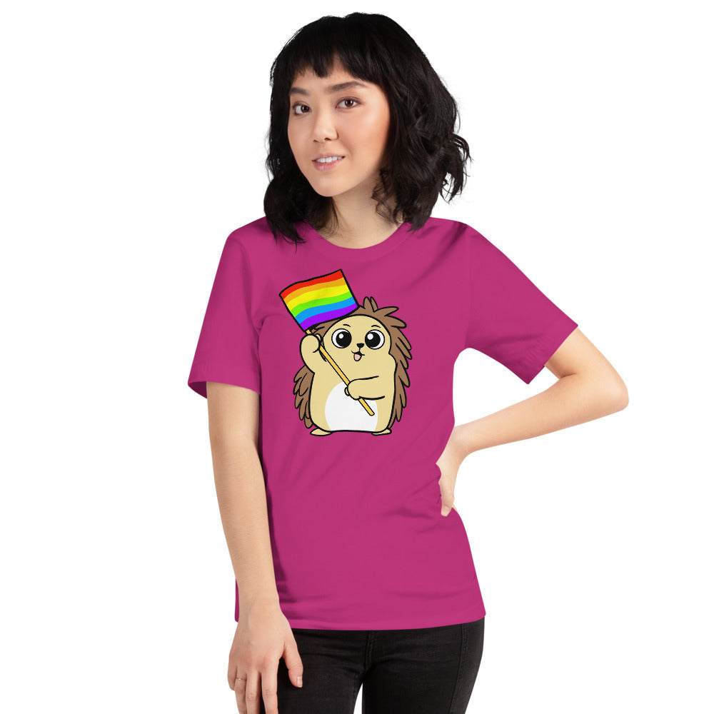 LGBTQ Cartoon Porcupine Short-Sleeve Unisex T-Shirt - Proud Libertarian - Cartoons of Liberty