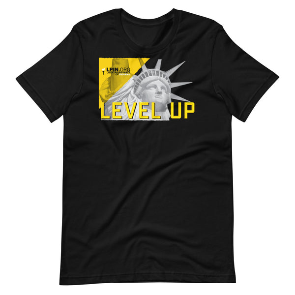 Level Up for Liberty LP Indiana Short-Sleeve Unisex T-Shirt - Proud Libertarian - Libertarian Party of Indiana