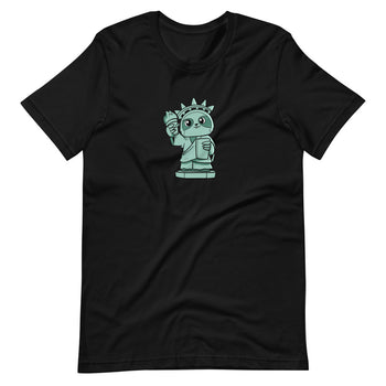 Sloth of Liberty Cartoon Short Sleeve Unisex T-Shirt - Proud Libertarian - Cartoons of Liberty