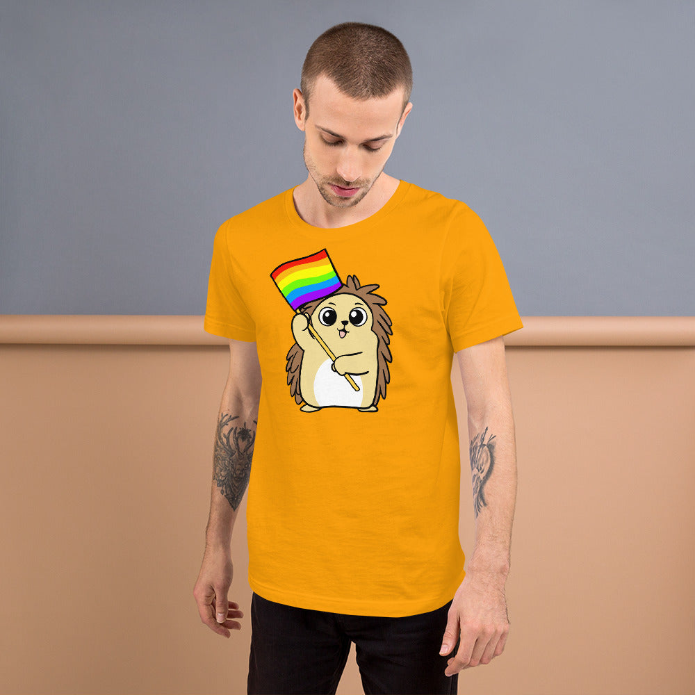 LGBTQ Cartoon Porcupine Short-Sleeve Unisex T-Shirt - Proud Libertarian - Cartoons of Liberty