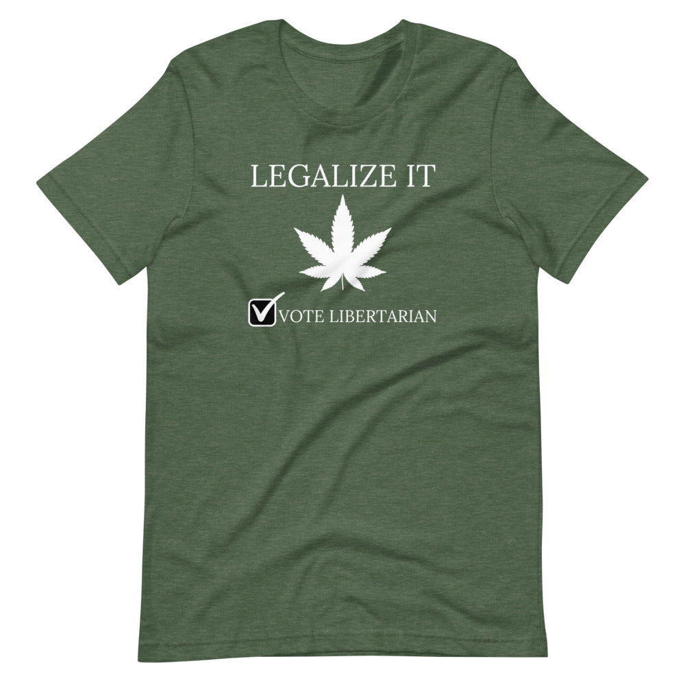 Legalize it Vote Libertarian Short-Sleeve Unisex T-Shirt - Proud Libertarian - Libertarian Party of Georgia