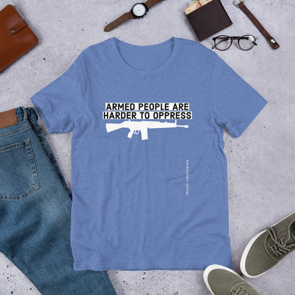 Armed People are harder to Oppress Short-Sleeve Unisex T-Shirt - Proud Libertarian - Proud Libertarian