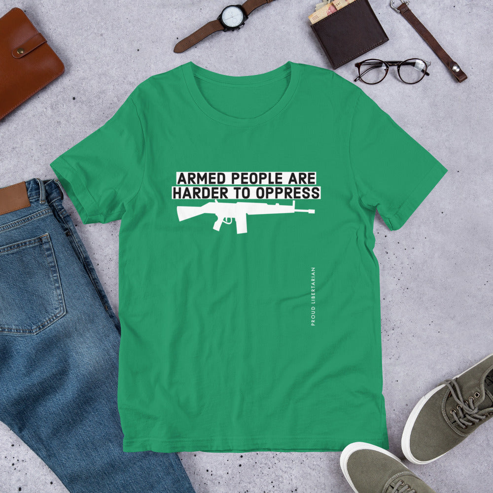 Armed People are harder to Oppress Short-Sleeve Unisex T-Shirt - Proud Libertarian - Proud Libertarian