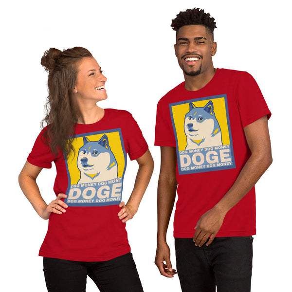 Dog Money Doge Cryptocurrency Short-Sleeve Unisex T-Shirt - Proud Libertarian - Proud Libertarian