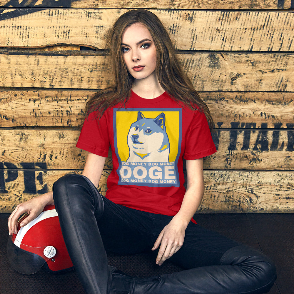 Dog Money Doge Cryptocurrency Short-Sleeve Unisex T-Shirt - Proud Libertarian - Proud Libertarian