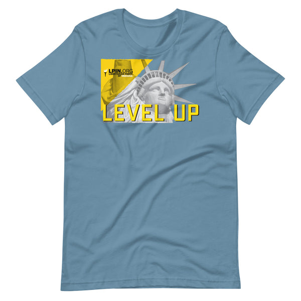 Level Up for Liberty LP Indiana Short-Sleeve Unisex T-Shirt - Proud Libertarian - Libertarian Party of Indiana