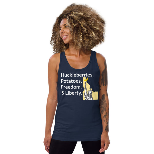 Huckleberries and Potatoes Unisex Tank Top - Proud Libertarian - Libertarian Party of Idaho