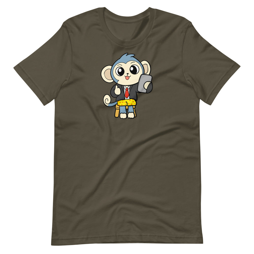 Liberty at Work from Home Cartoon Monkey Short Sleeve Unisex T-Shirt - Proud Libertarian - Cartoons of Liberty