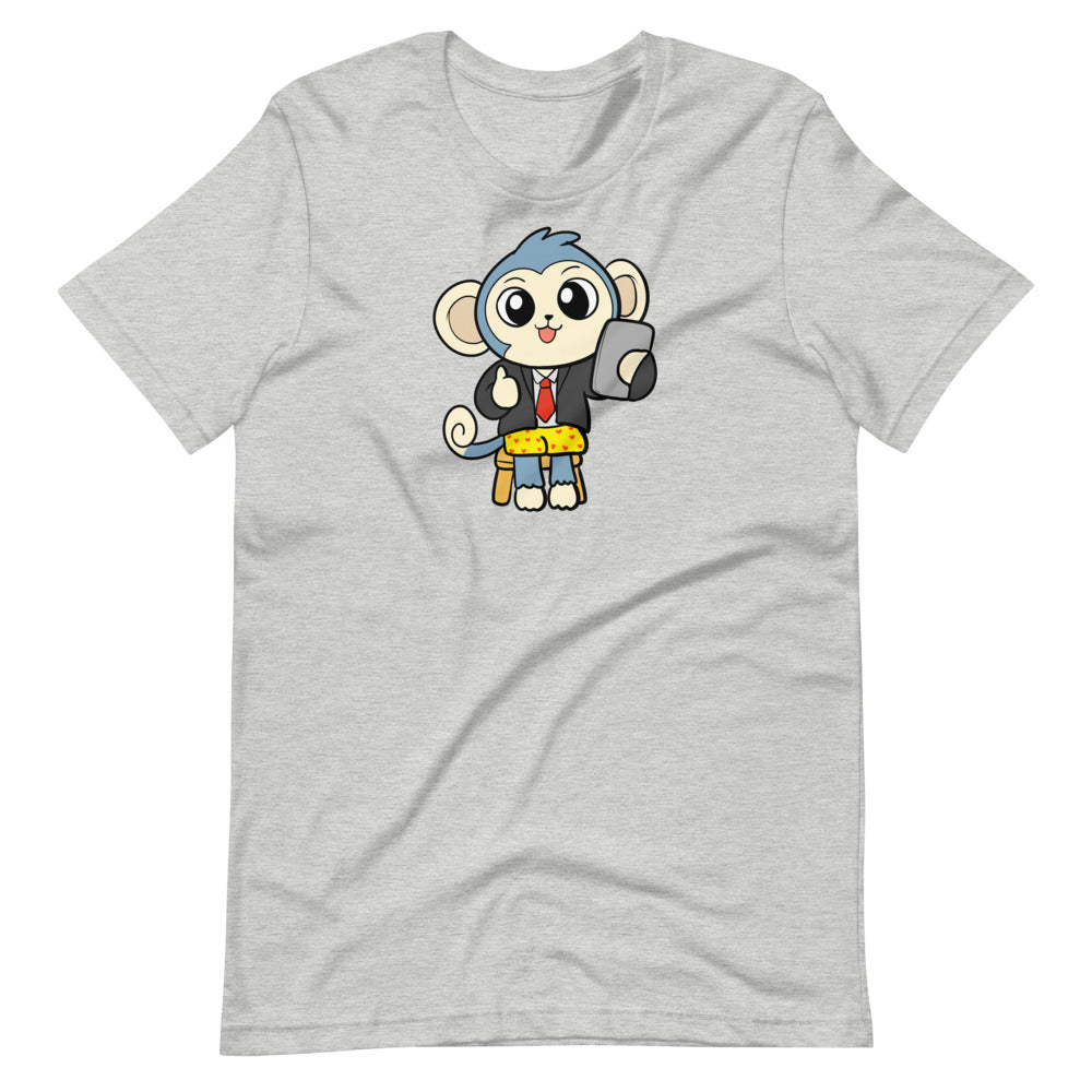 Liberty at Work from Home Cartoon Monkey Short Sleeve Unisex T-Shirt - Proud Libertarian - Cartoons of Liberty