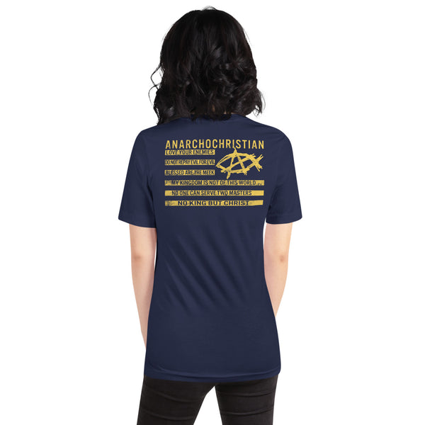 Anarchochristian Flag Shirt (Print on Back) Short-Sleeve Unisex T-Shirt - Proud Libertarian - AnarchoChristian