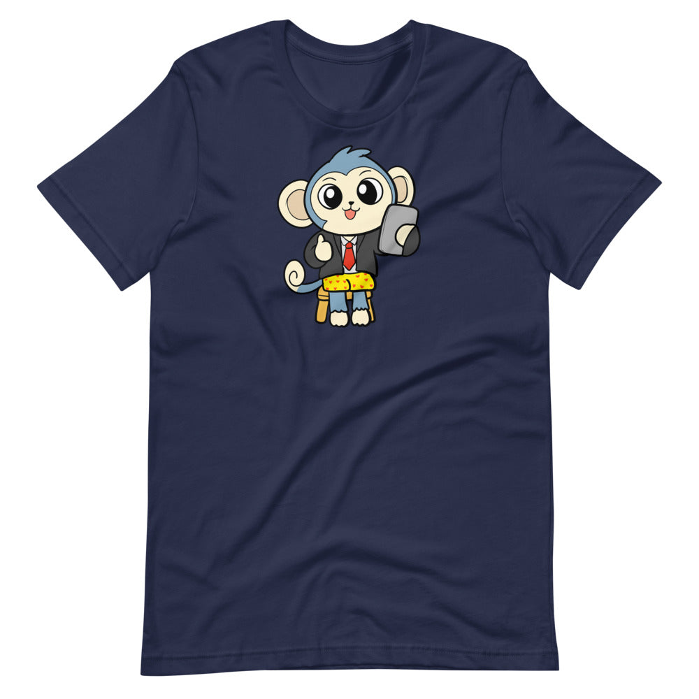 Liberty at Work from Home Cartoon Monkey Short Sleeve Unisex T-Shirt - Proud Libertarian - Cartoons of Liberty