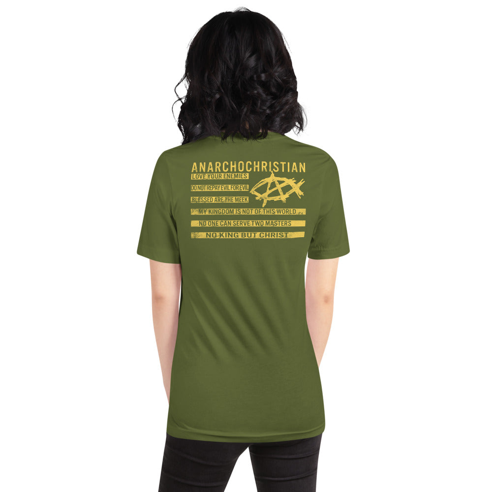 Anarchochristian Flag Shirt (Print on Back) Short-Sleeve Unisex T-Shirt - Proud Libertarian - AnarchoChristian