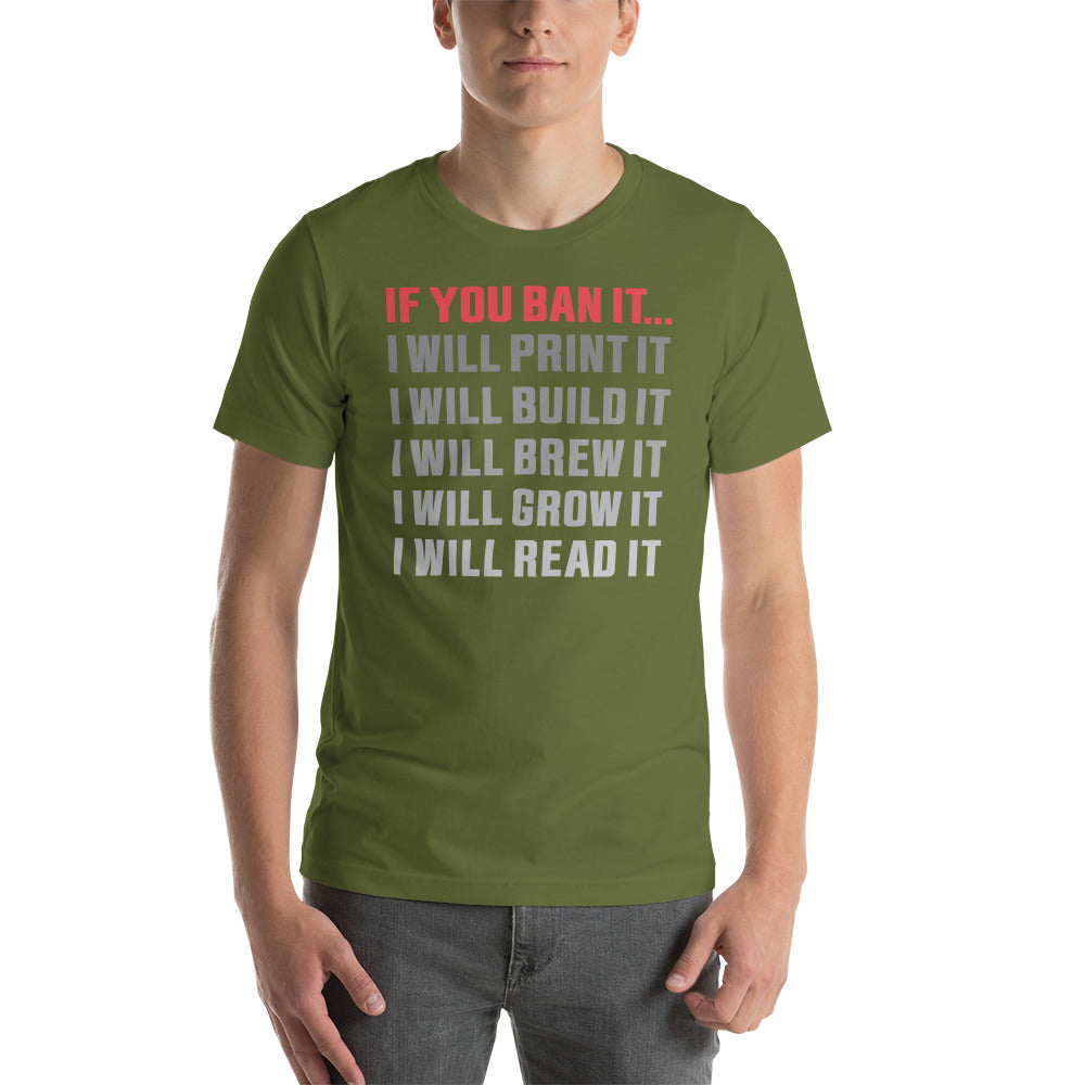 If you Ban it (LPTN Logo) Short-sleeve unisex t-shirt - Proud Libertarian - Libertarian Party of Tennessee