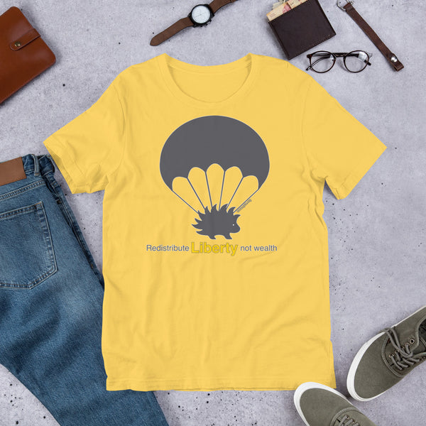 Redistribute Liberty Not Wealth Short-Sleeve Unisex T-Shirt - Proud Libertarian - Libertarian Party of Idaho