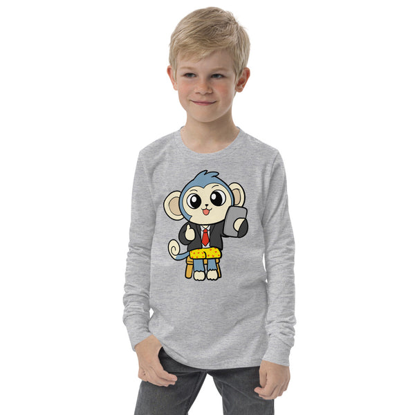 Liberty at Home (Schooling) Cartoon Monkey Youth long sleeve tee - Proud Libertarian - Cartoons of Liberty