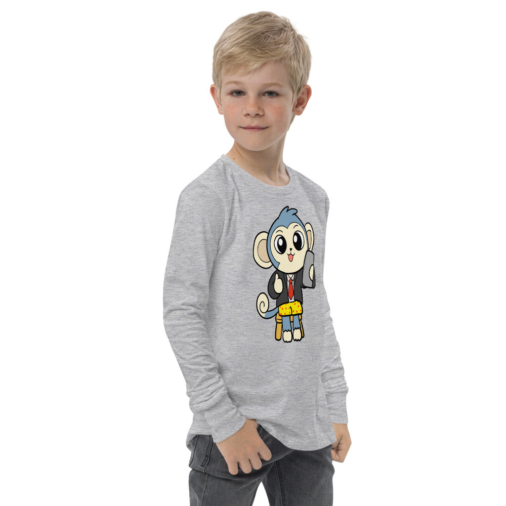 Liberty at Home (Schooling) Cartoon Monkey Youth long sleeve tee - Proud Libertarian - Cartoons of Liberty