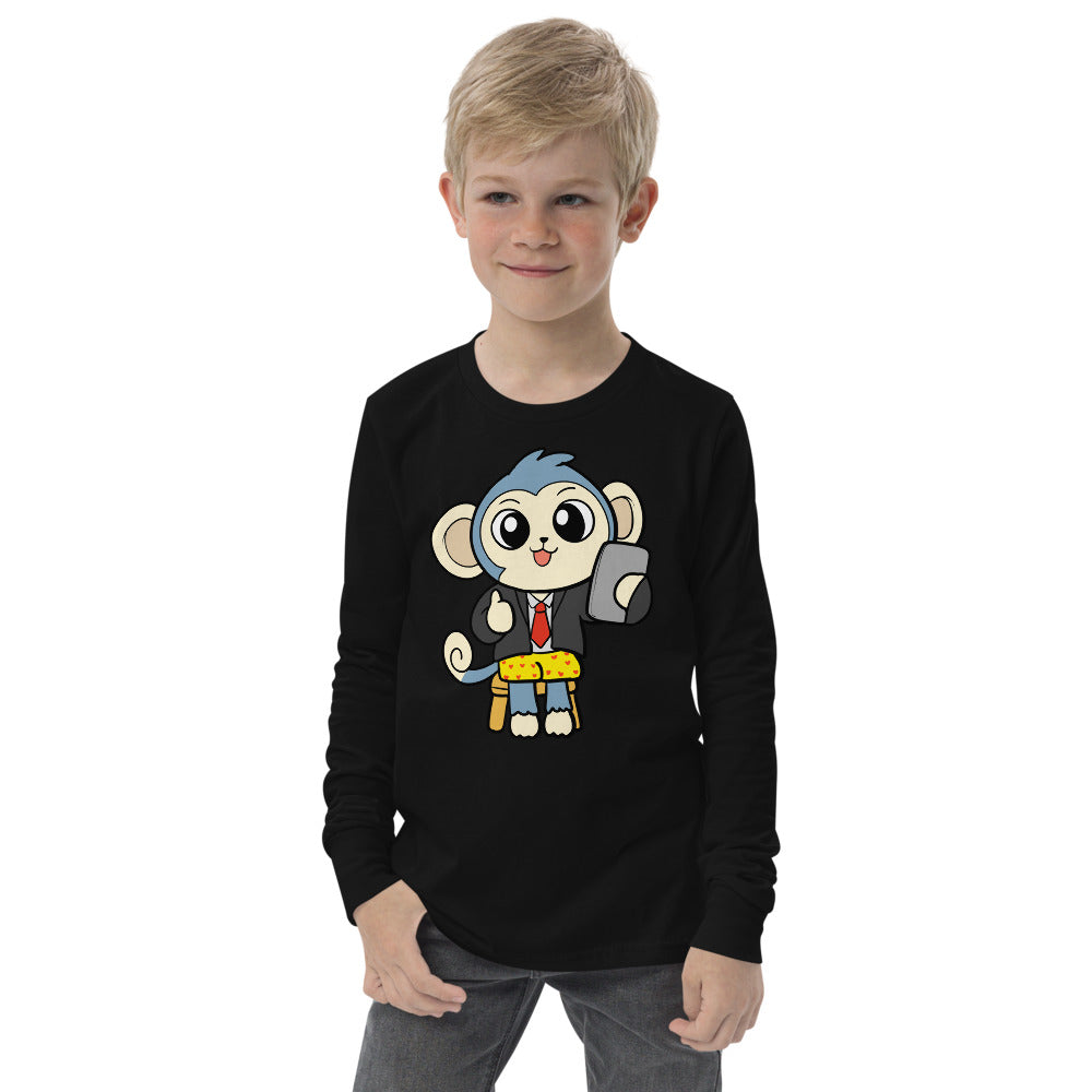 Liberty at Home (Schooling) Cartoon Monkey Youth long sleeve tee - Proud Libertarian - Cartoons of Liberty