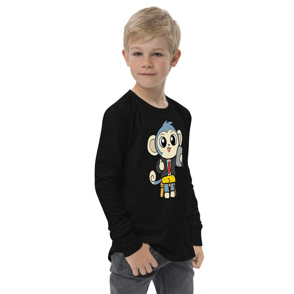 Liberty at Home (Schooling) Cartoon Monkey Youth long sleeve tee - Proud Libertarian - Cartoons of Liberty