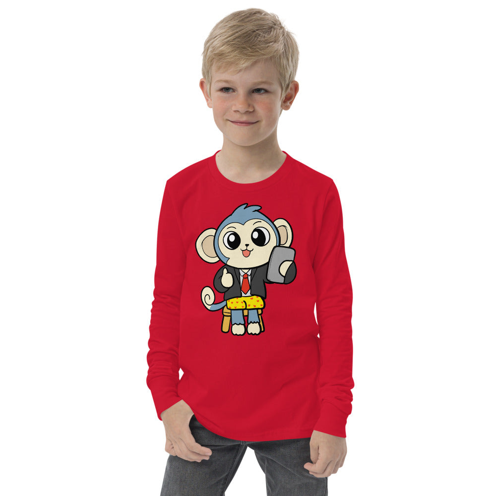 Liberty at Home (Schooling) Cartoon Monkey Youth long sleeve tee - Proud Libertarian - Cartoons of Liberty