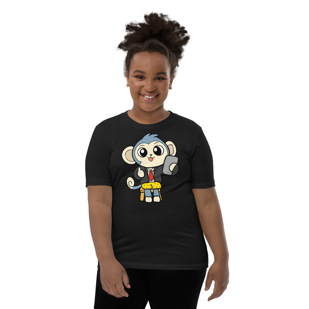 Liberty at Home (schooling) Cartoon Monkey Youth Short Sleeve T-Shirt - Proud Libertarian - Cartoons of Liberty